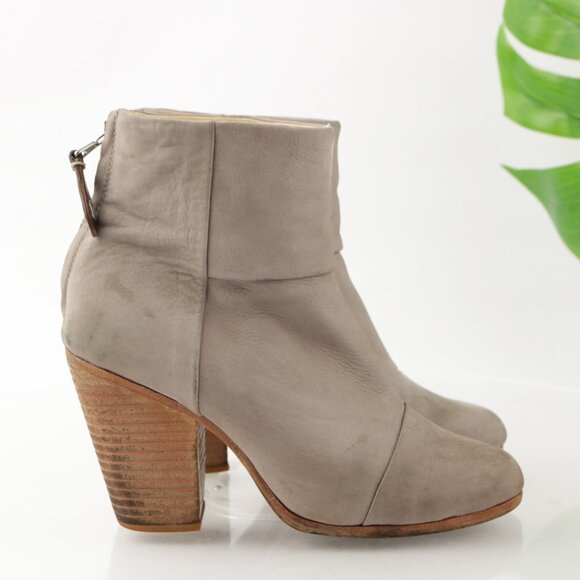 Rag Bone Womens Newbury Boot Size 7 Gray Nubuck Leather Block Heel Bootie Comfy - Picture 8 of 14